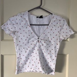 White floral crop top